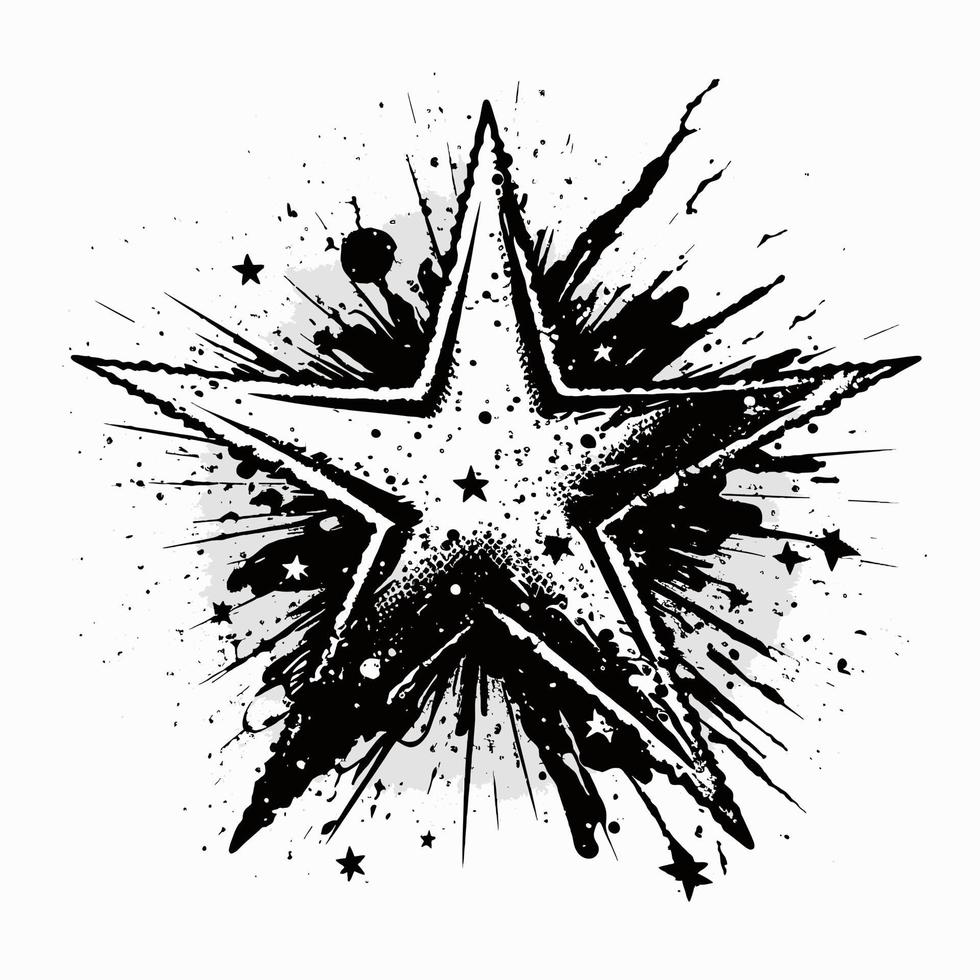 stella mano disegnato stella icona cartello - spazzola disegno calligrafia stella nero stelle simbolo - stella cartone animato vettore illustrazione professionista vettore