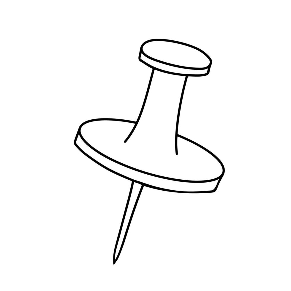 mano disegnato perno o puntina da disegno schizzo vettore icona. scarabocchio illustrazione isolato su bianca sfondo.