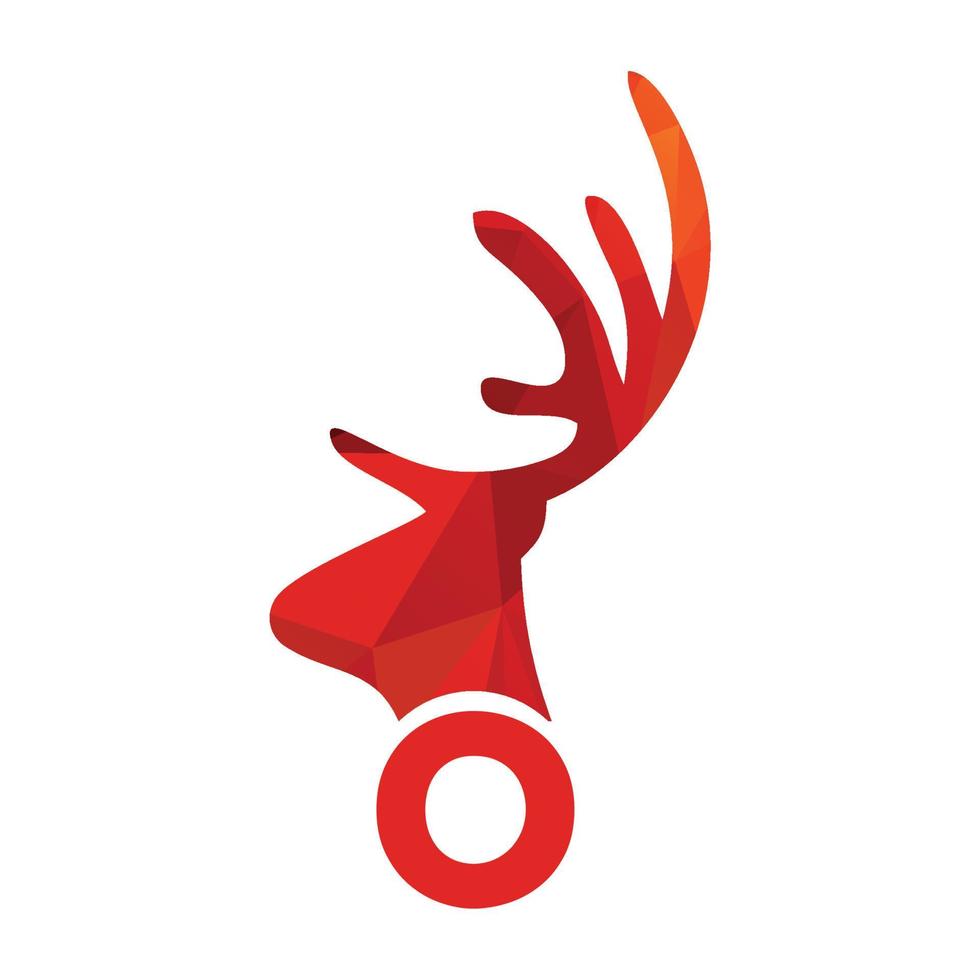 poligonale rosso testa o cervo logo e vettore icona