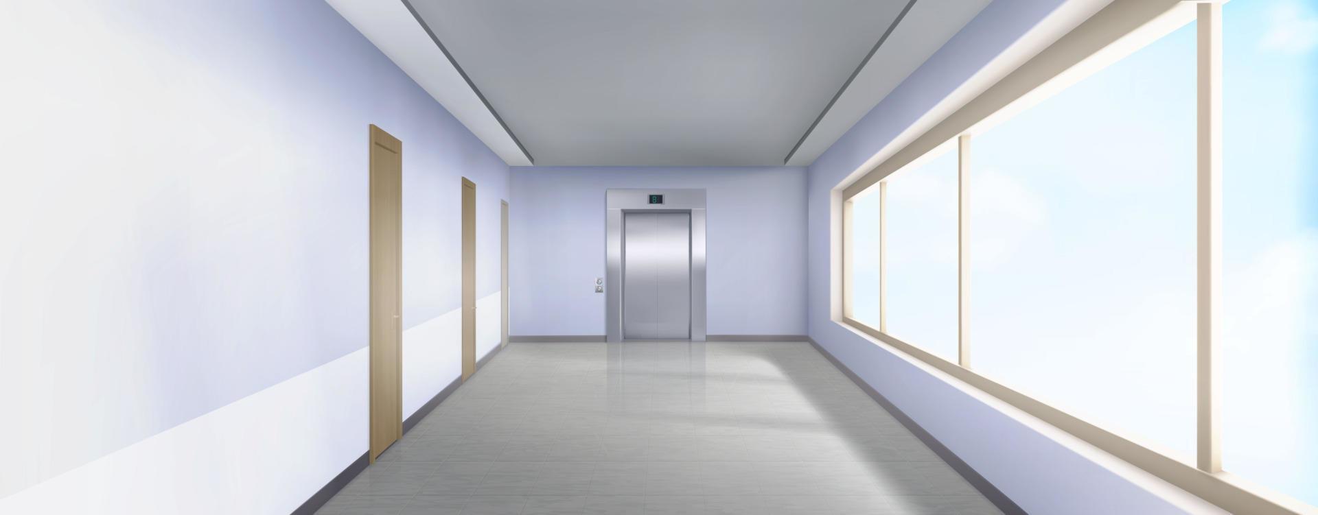 ospedale corridoio interno con ascensore porte vettore