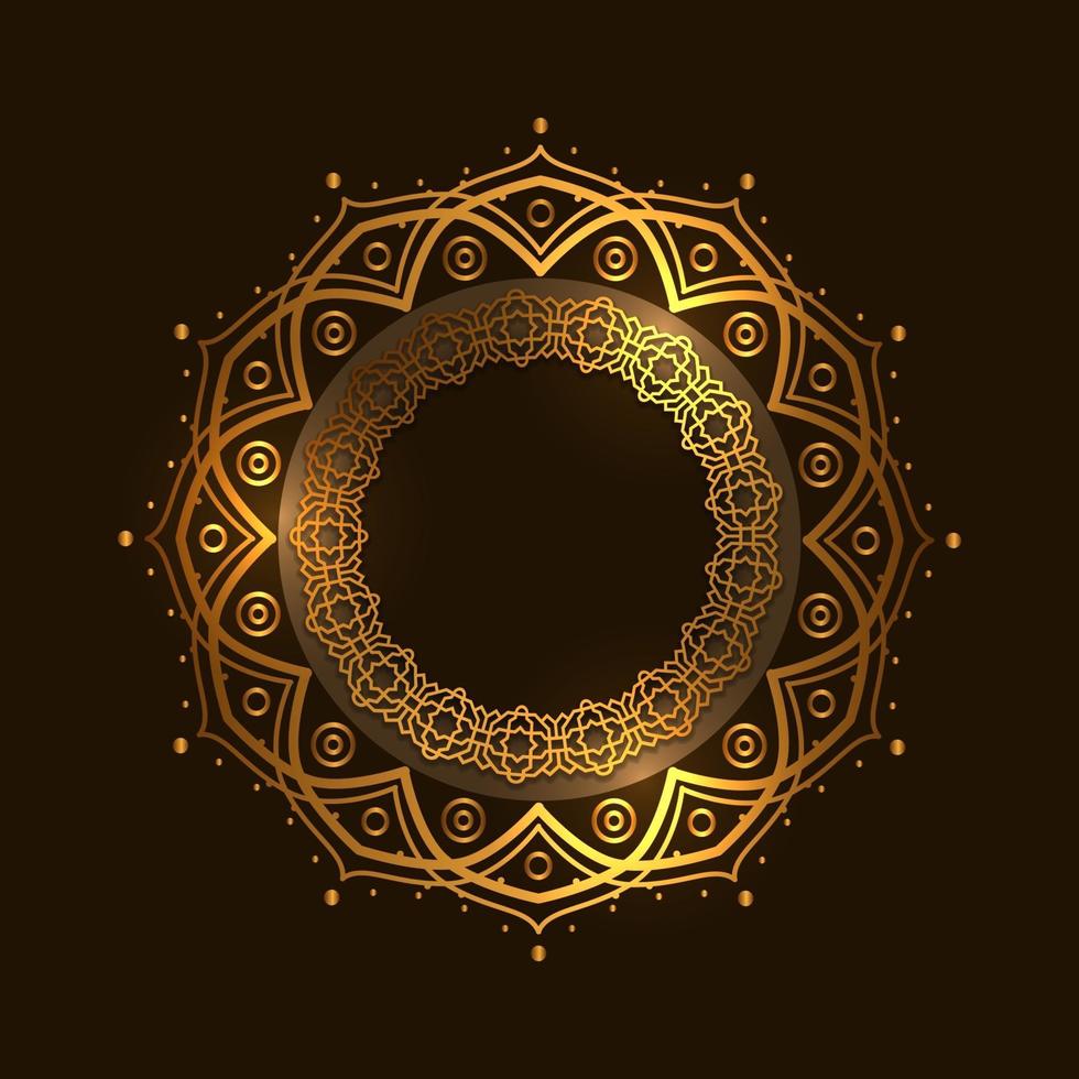 cerchio dorato rotondo mandala modello moschea araba, lusso ed elegante vettore