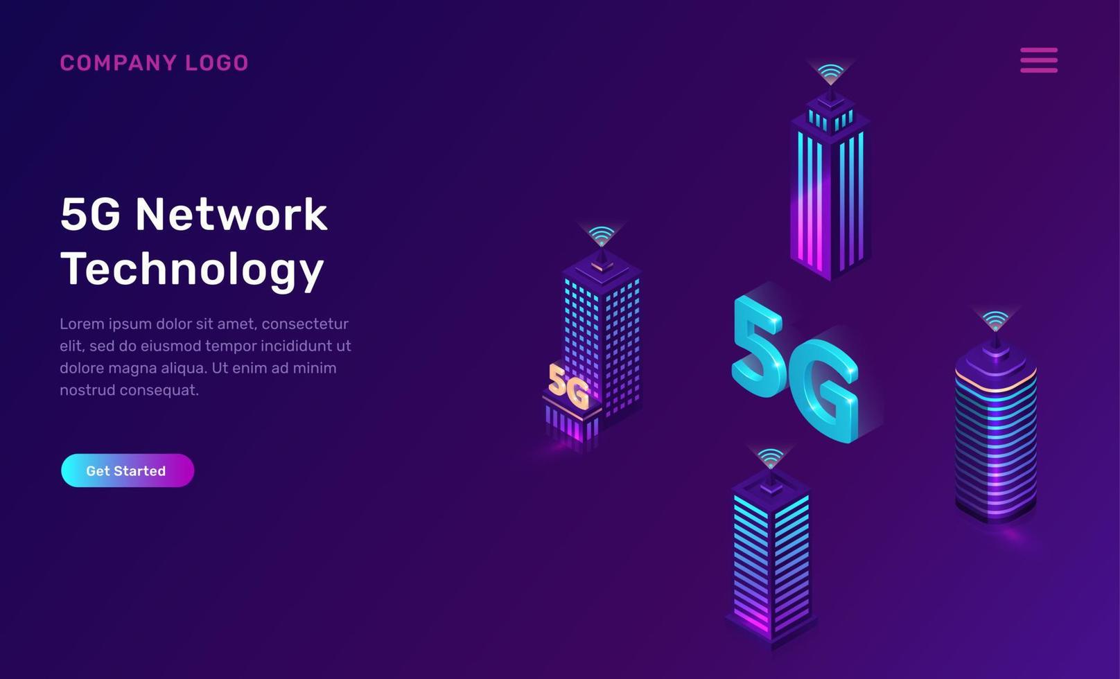 5g Rete tecnologia, isometrico concetto vettore