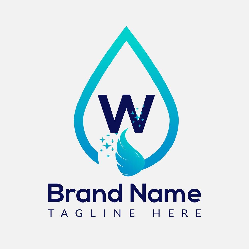 iniziale lettera w lavare logo, far cadere e lavare combinazione. far cadere logo, lavare, pulire, fresco, acqua modello vettore