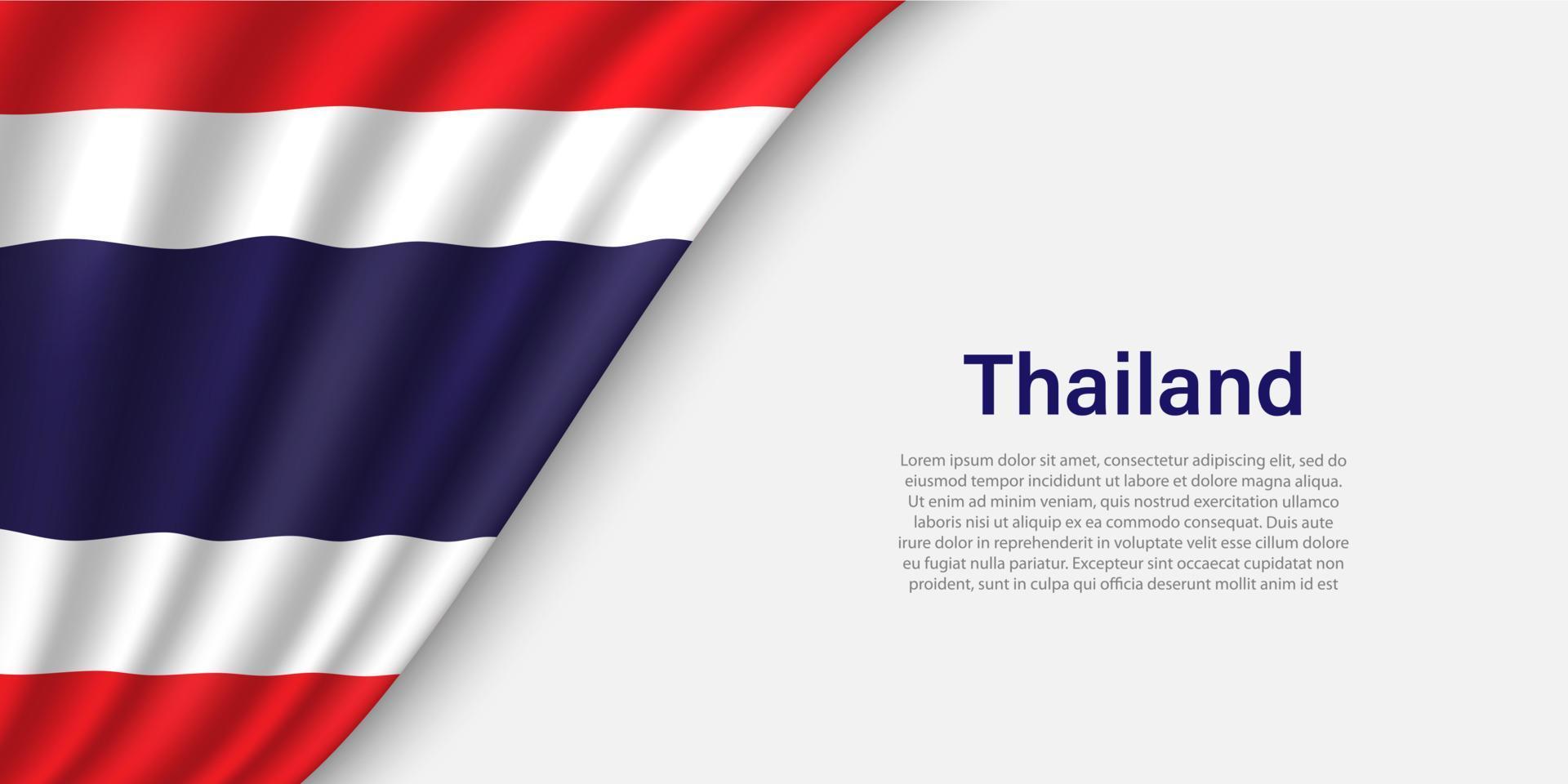 onda bandiera di Tailandia su bianca sfondo. vettore