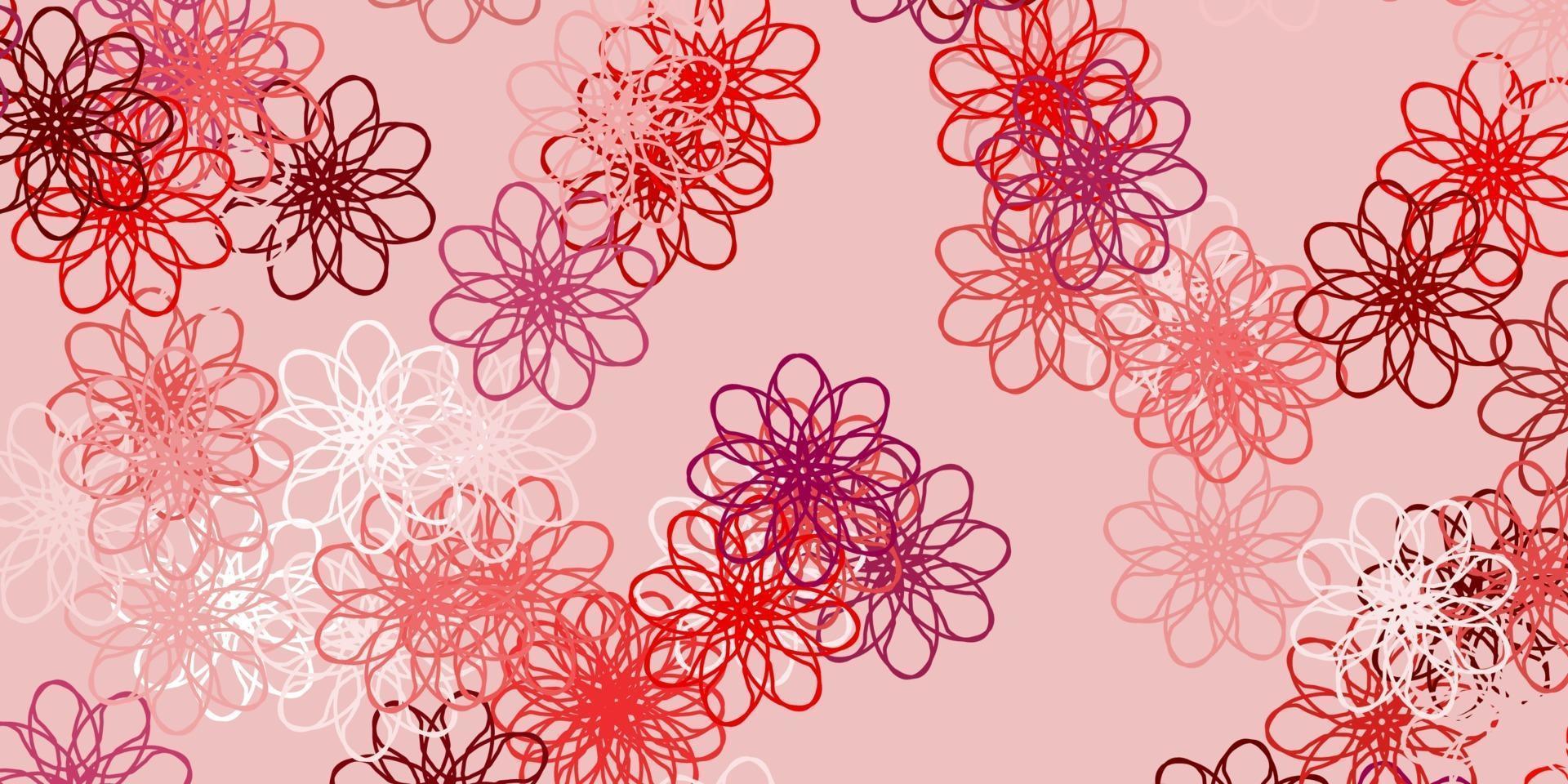 modello di doodle vettoriale arancione chiaro con fiori.