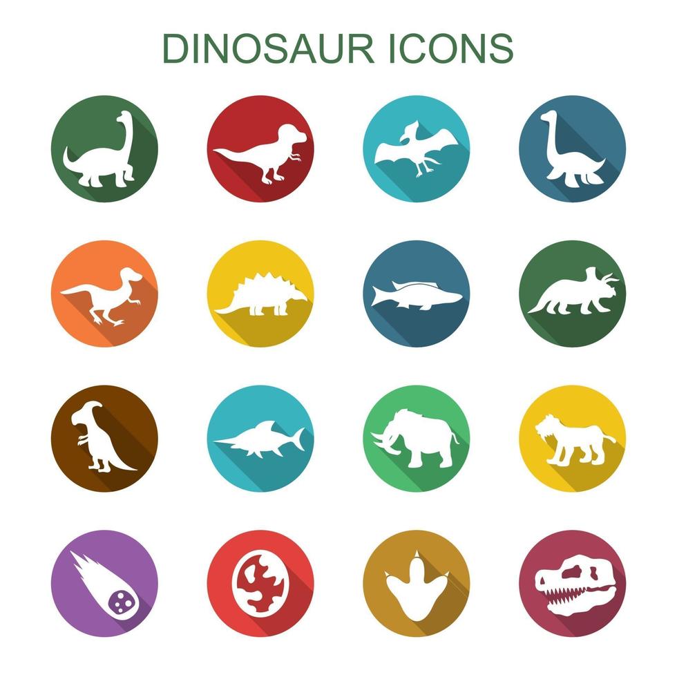 icone di lunga ombra di dinosauro vettore