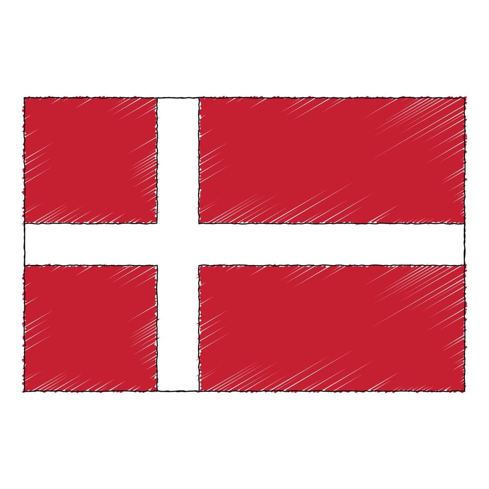mano disegnato schizzo bandiera di Danimarca. scarabocchio stile icona vettore