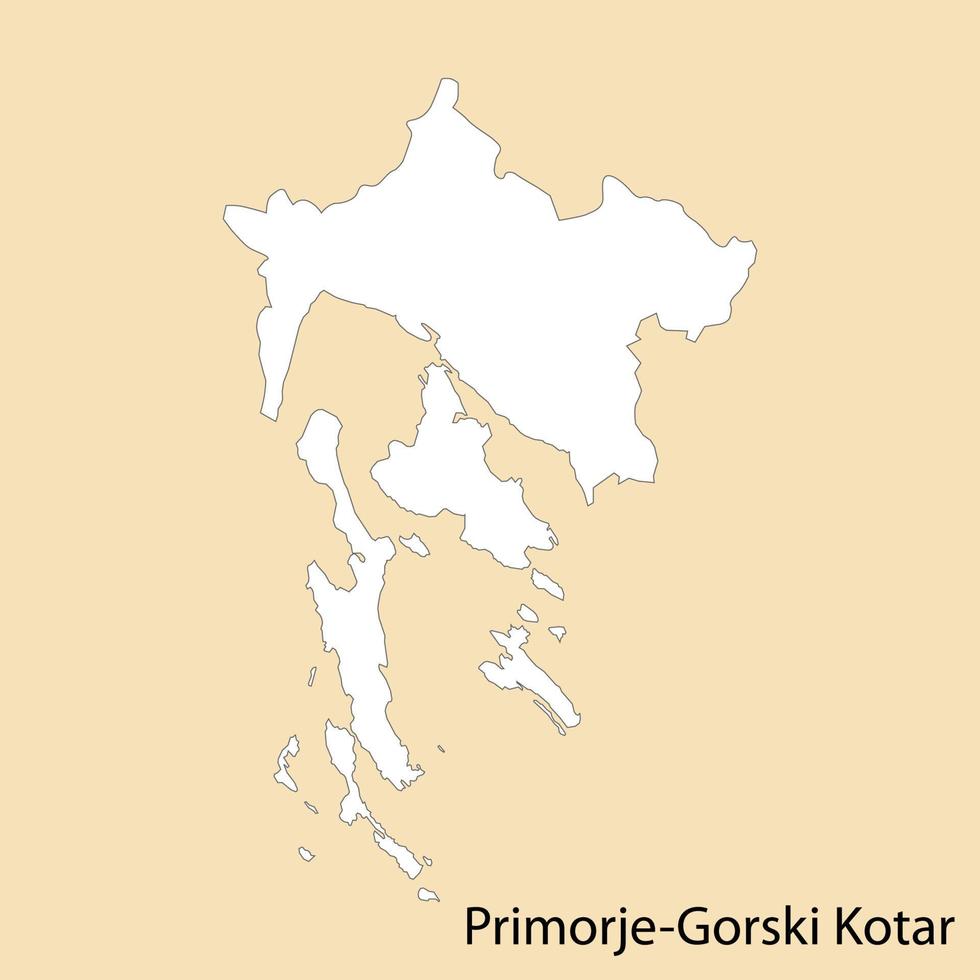 alto qualità carta geografica di primorje-gorski-kotar è un' regione di Croazia vettore