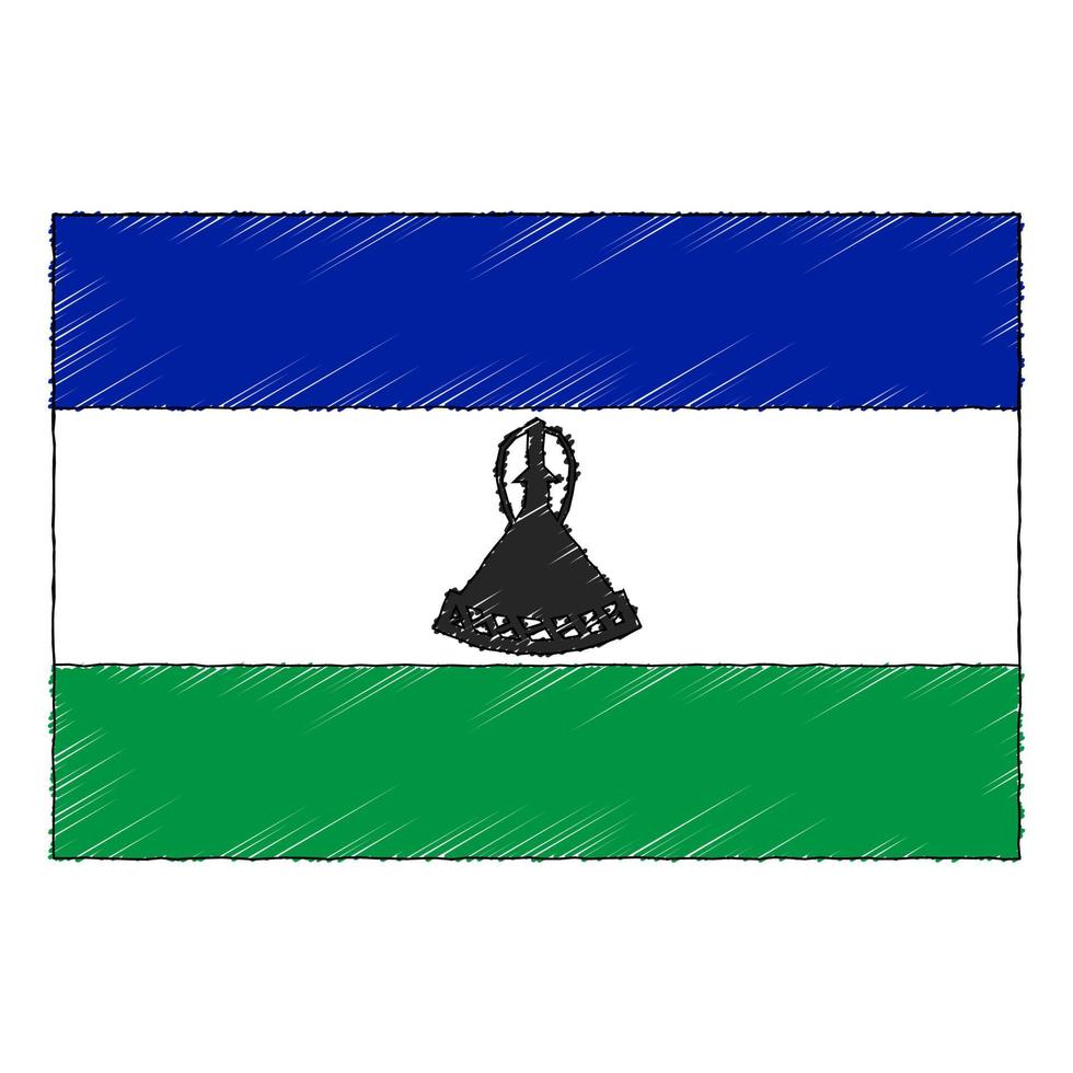 mano disegnato schizzo bandiera di lesotho. scarabocchio stile icona vettore