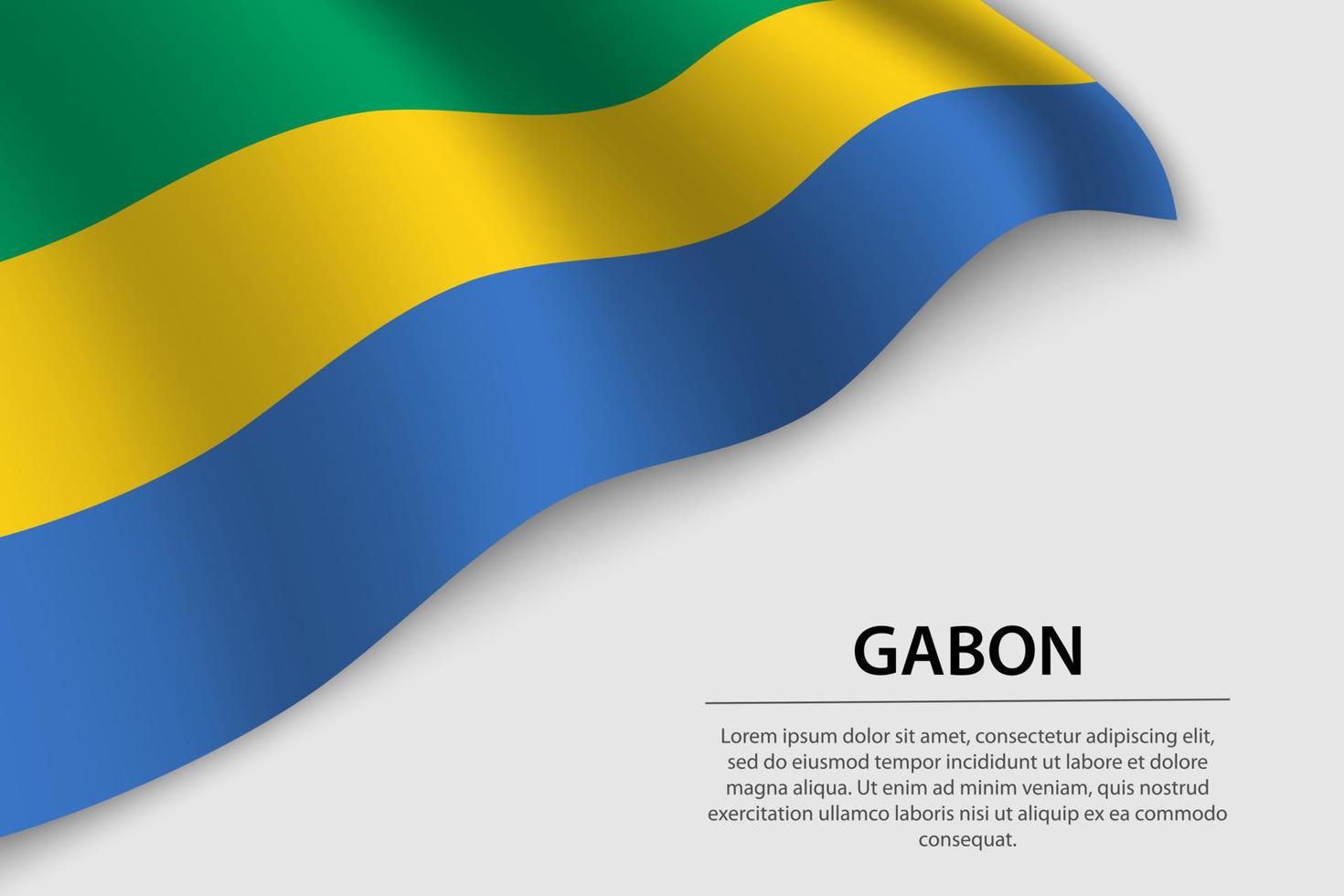 onda bandiera di Gabon su bianca sfondo. bandiera o nastro vettore