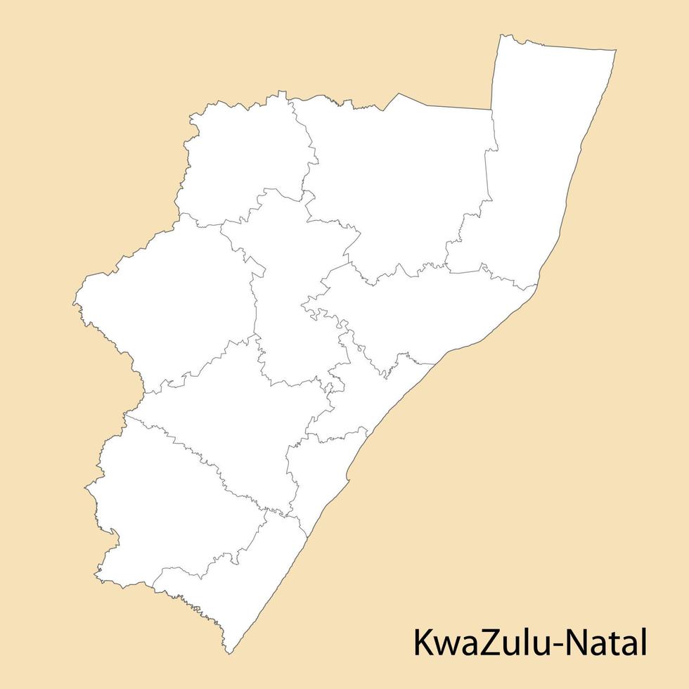 alto qualità carta geografica di kwazulu-natale è un' regione di Sud Africa vettore