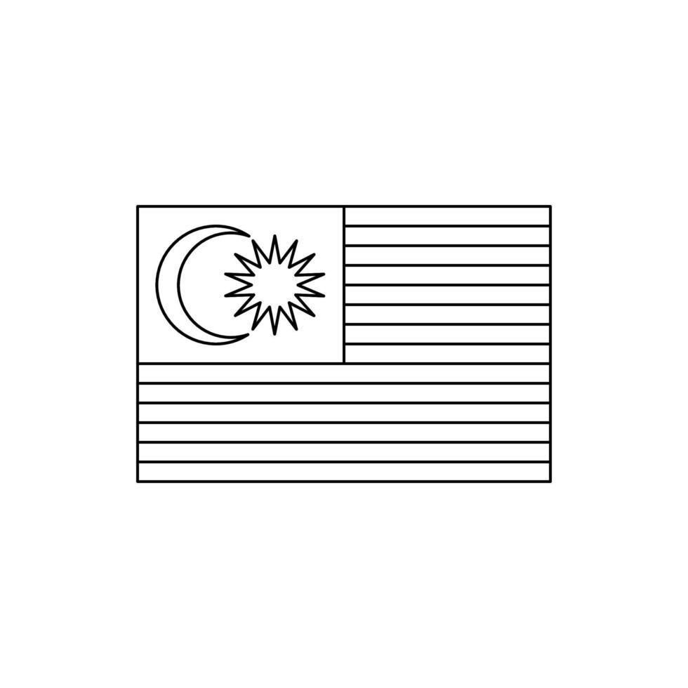 nero schema bandiera di malesia.thin linea icona vettore