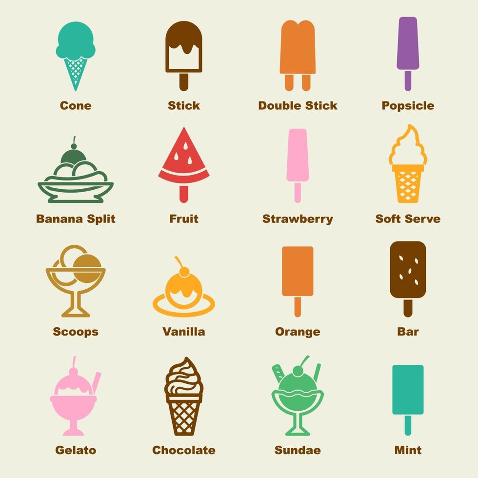 elementi di gelato vettore