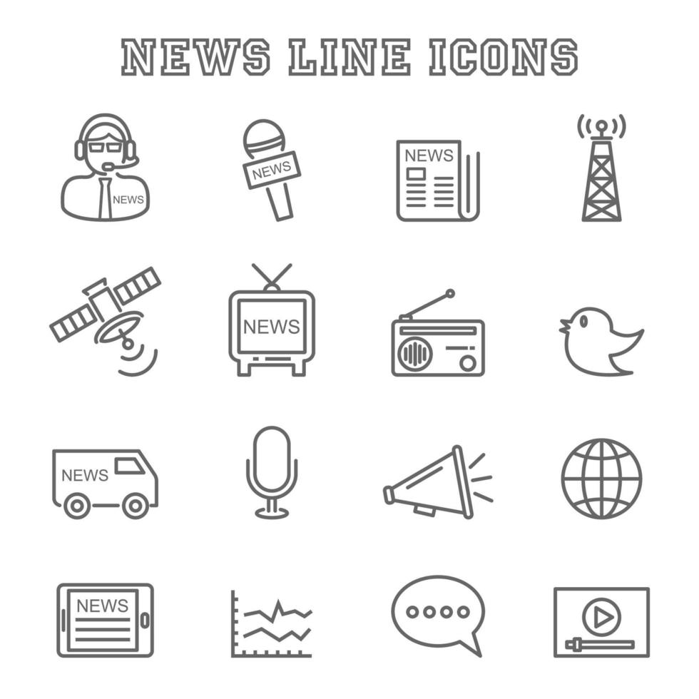 icone delle linee di notizie vettore