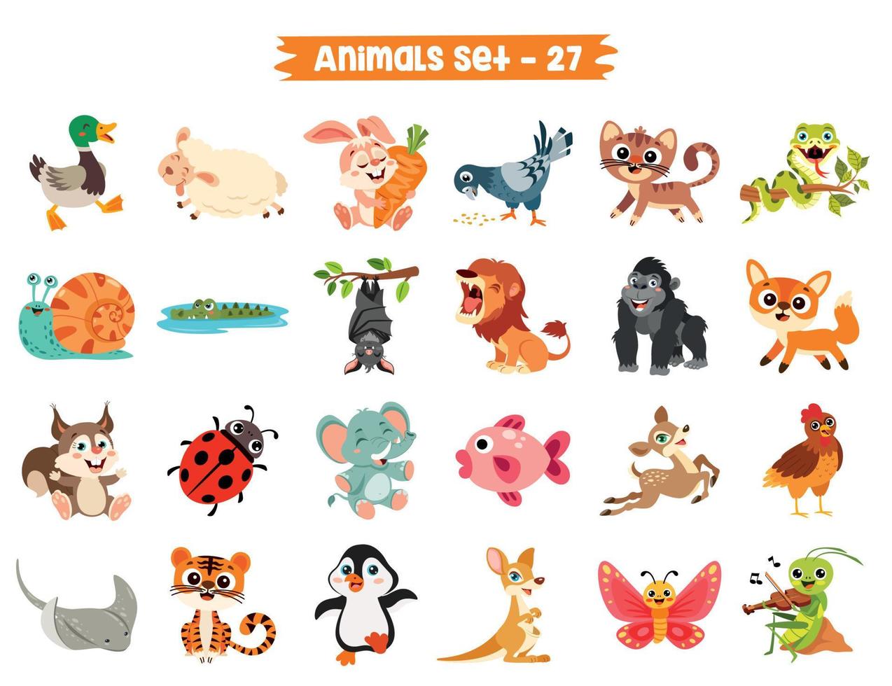 set di simpatici animali dei cartoni animati vettore