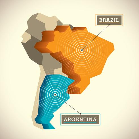 Mappa del Sud America vettore