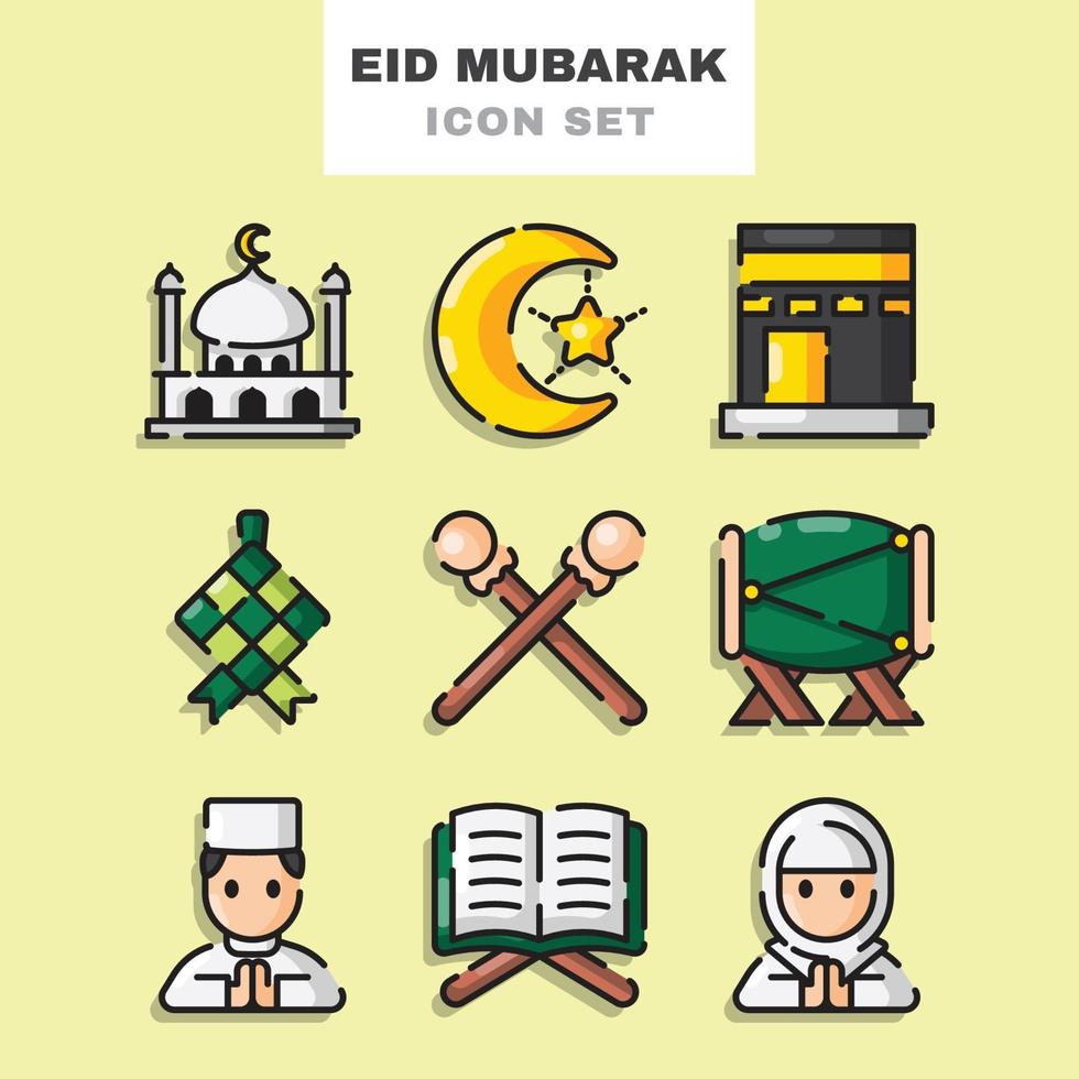 set di icone di eid mubarak vettore