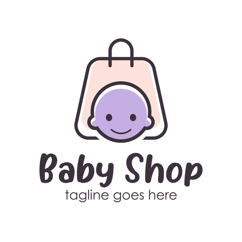 bambino negozio logo design modello con un' bambino icona e totalizzatore Borsa. Perfetto per attività commerciale, azienda, mobile, app, eccetera. vettore