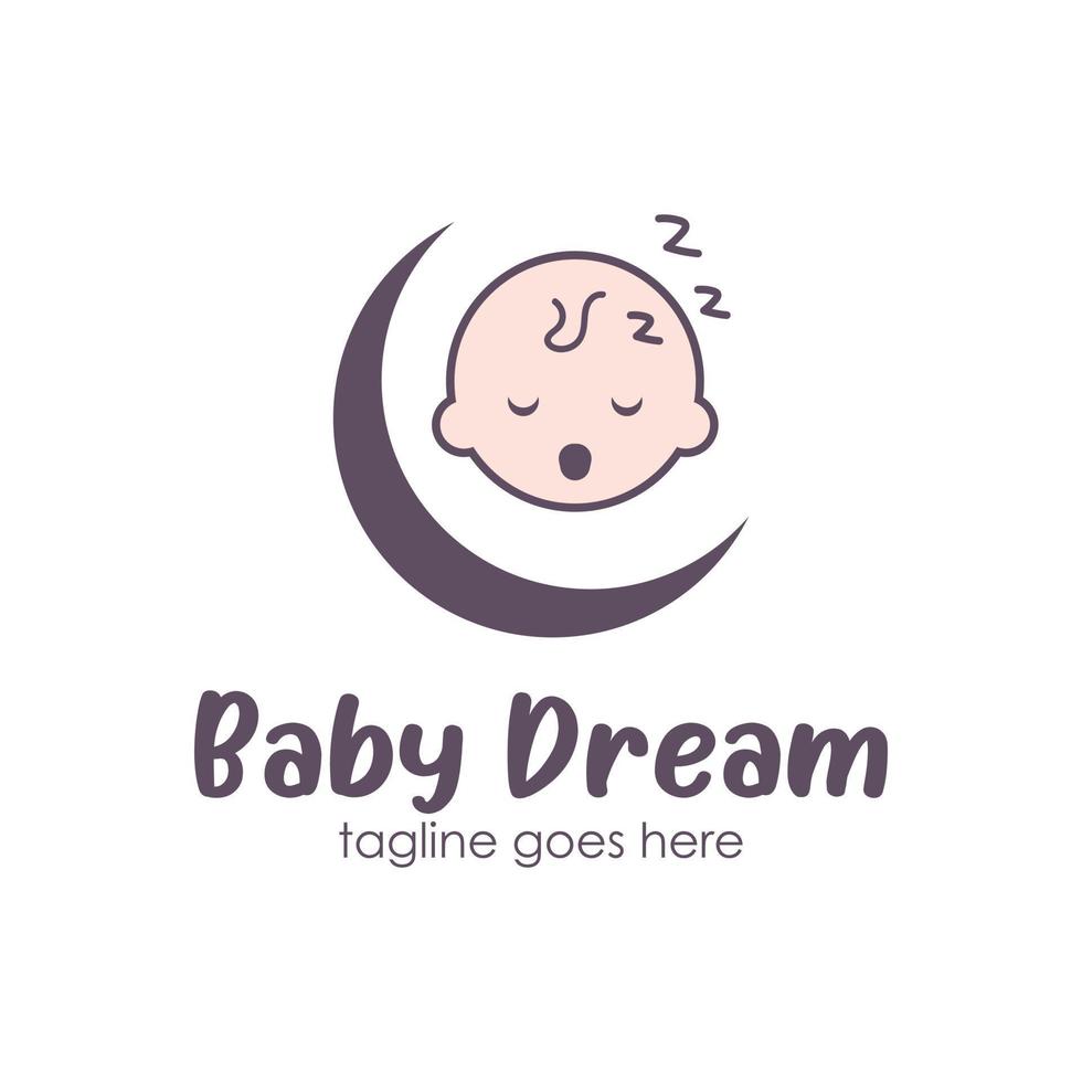 bambino sognare logo design modello con un' bambino icona e Luna icona. Perfetto per attività commerciale, azienda, mobile, app, eccetera. vettore