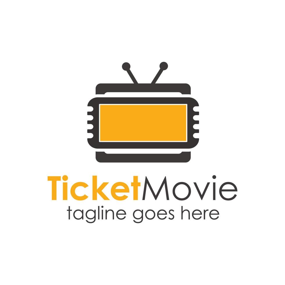 biglietto film logo design modello con biglietto icona e tv. Perfetto per attività commerciale, azienda, mobile, app, ristorante, eccetera vettore