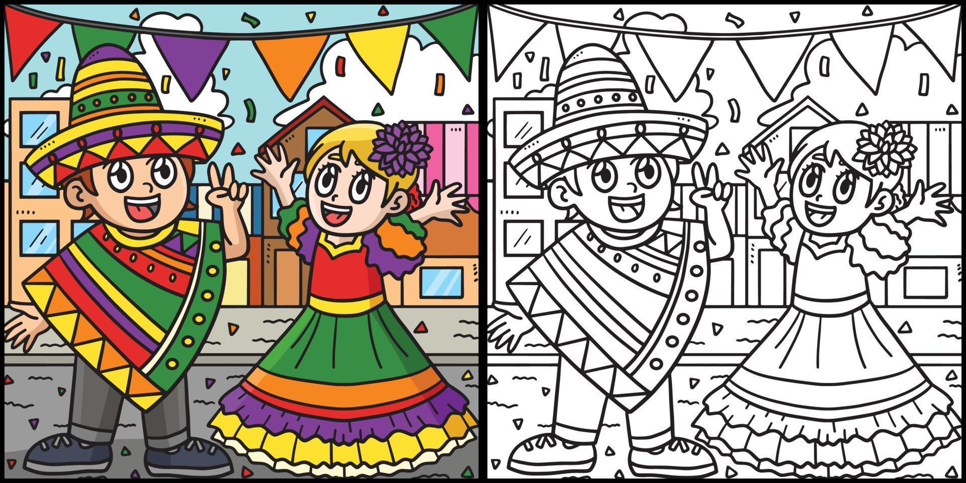bambini festeggiare cinco de mayo illustrazione vettore
