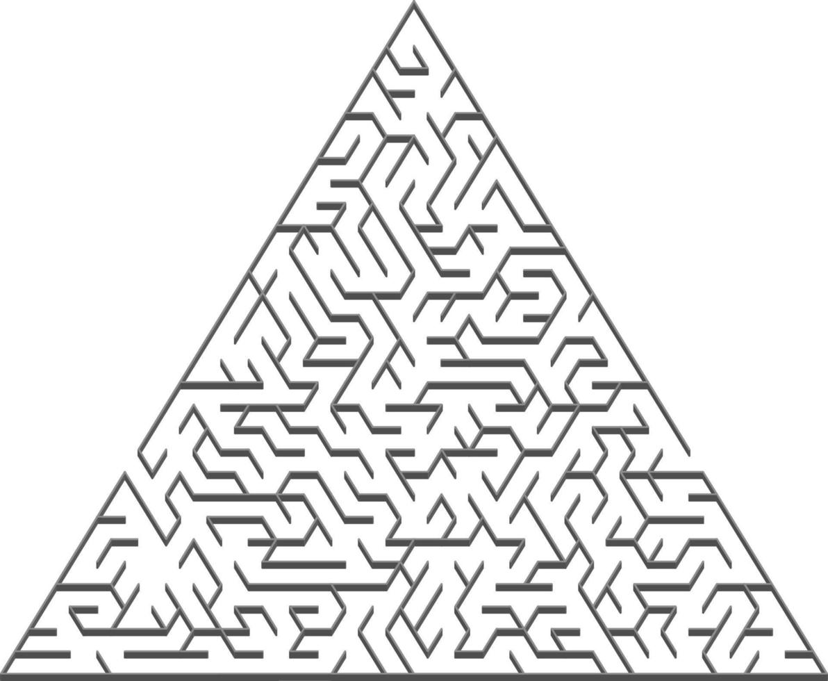 trama vettoriale con un labirinto 3d triangolare grigio, gioco.
