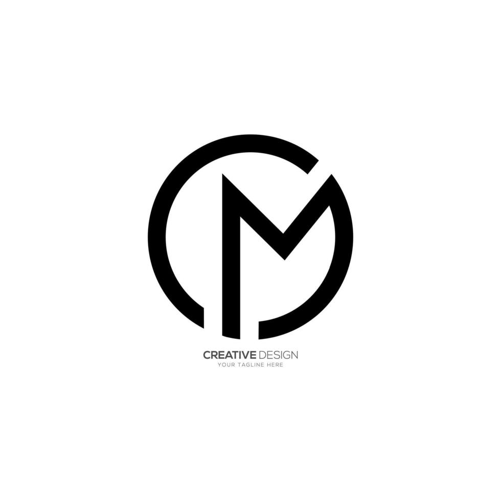 moderno lettera c m arrotondato forma monogramma unico logo vettore