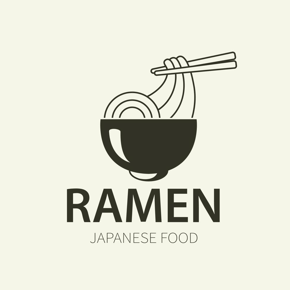 ramen semplice logo design. con illustrazione di un' ciotola di ramen con bacchette. bene per aziendale relazionato ristoranti vettore