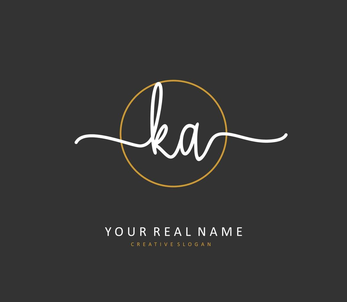 K un' ka iniziale lettera grafia e firma logo. un' concetto grafia iniziale logo con modello elemento. vettore