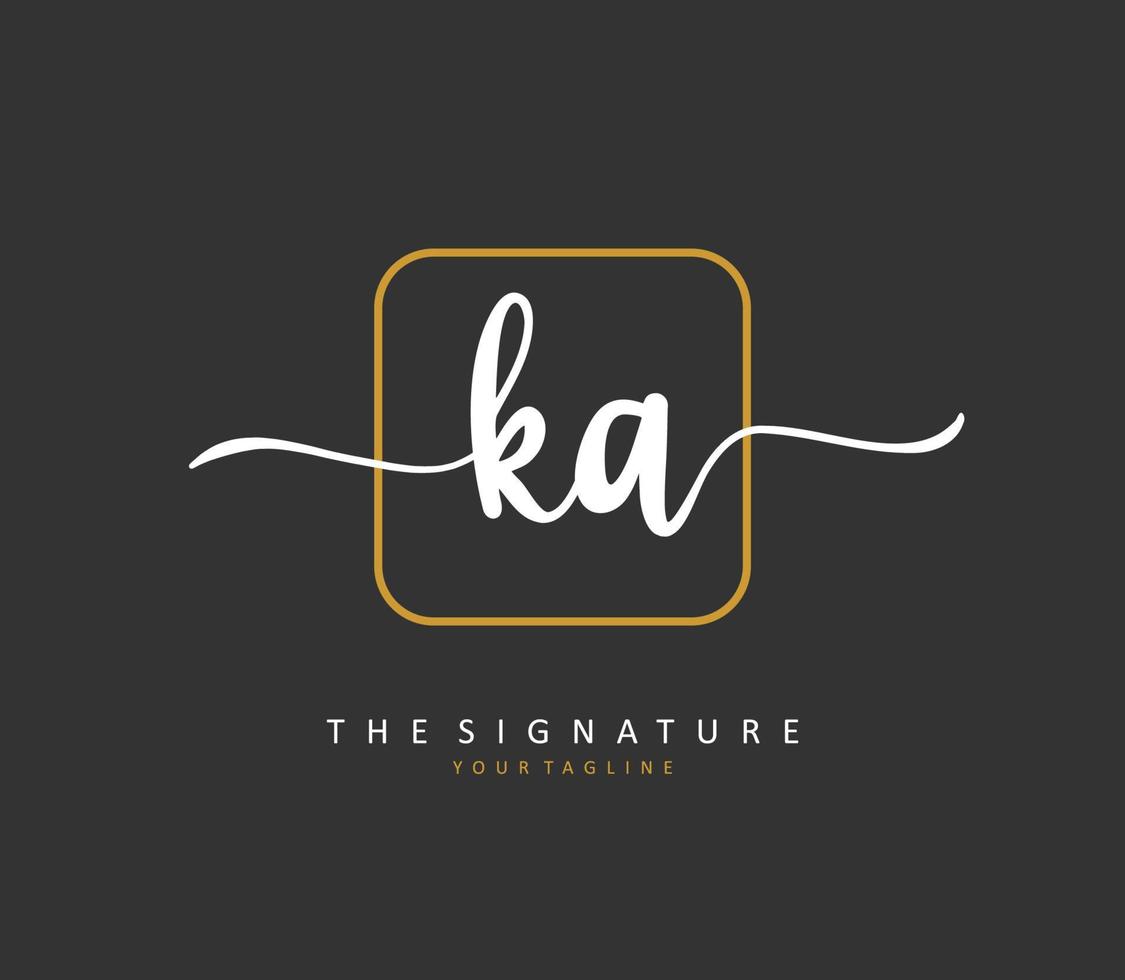 K un' ka iniziale lettera grafia e firma logo. un' concetto grafia iniziale logo con modello elemento. vettore