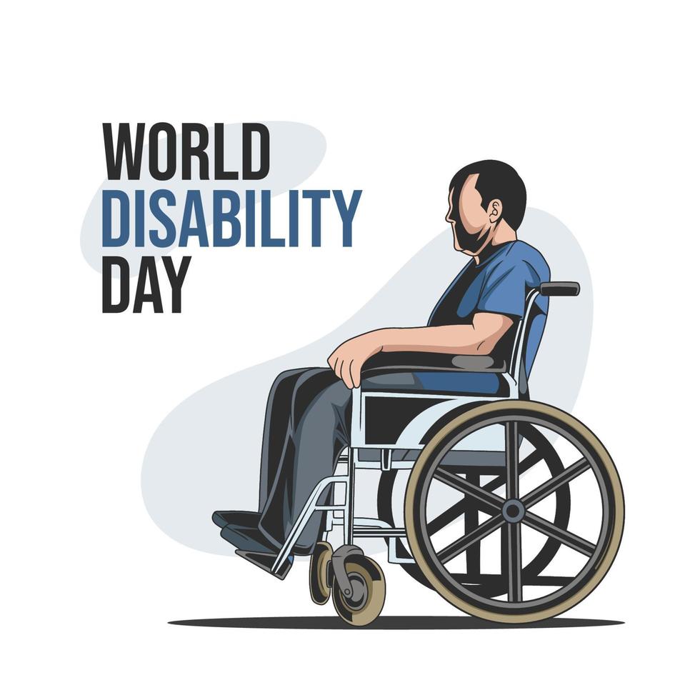 internazionale giorno di persone con disabilità. uomini nel ruota sedia vettore