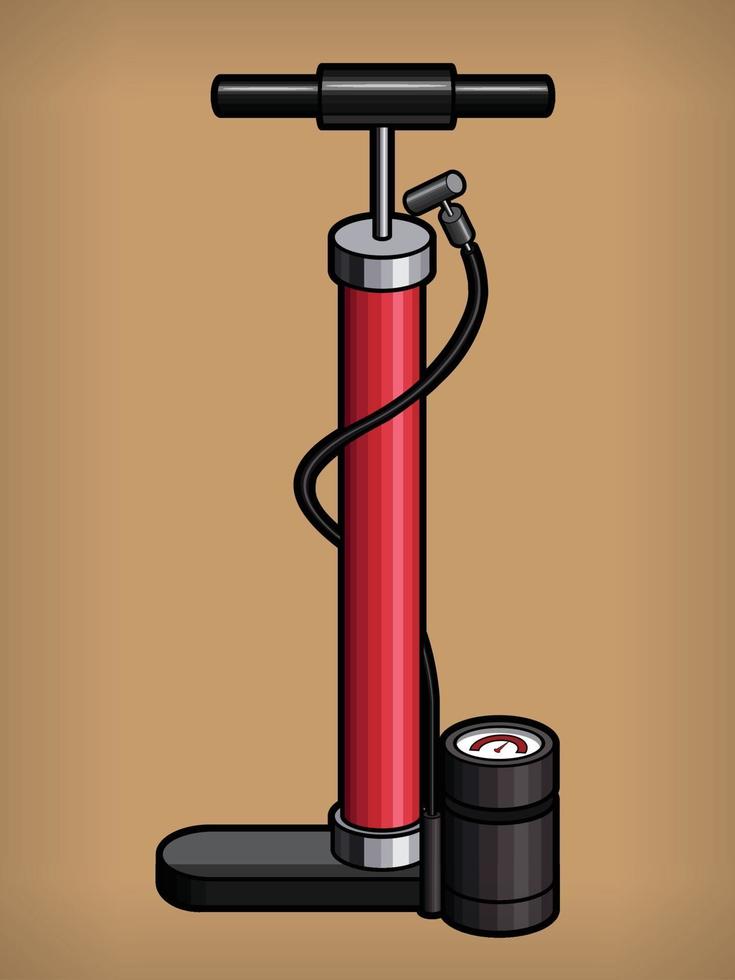 illustrazione del disegno del fumetto dell'attrezzatura della bici della pompa ad aria della mano della bicicletta vettore