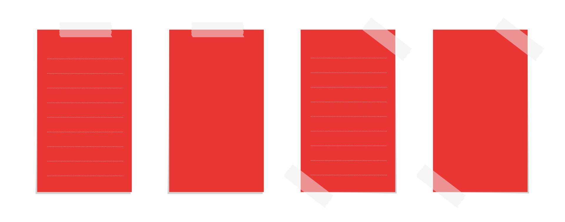 verticale rettangolo rosso appiccicoso inviare Nota modello. nastrate ufficio promemoria carta vettore illustrazione.