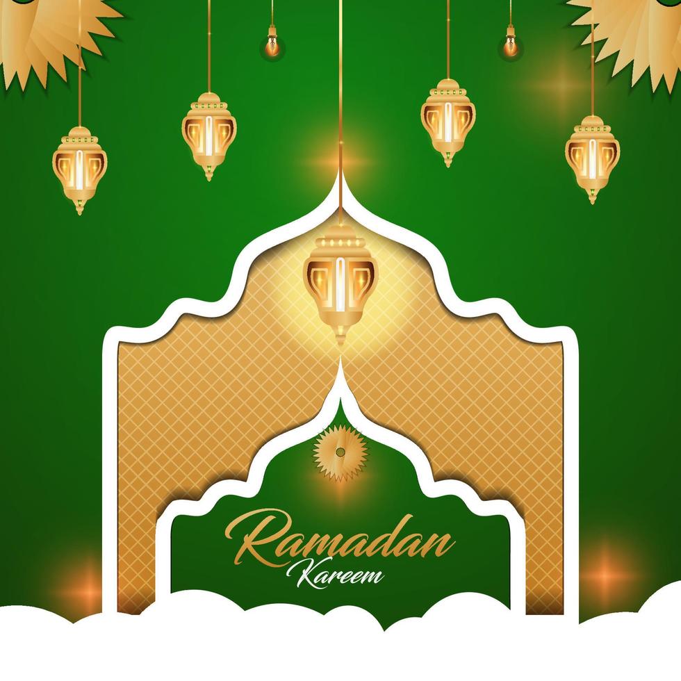 Ramadan a tema con lanterna elementi, I musulmani saluto carta, islamico a tema sfondi con Luna, islamico Festival media sociale striscione, eid mubarak tema sfondo modello, saluti carte vettore