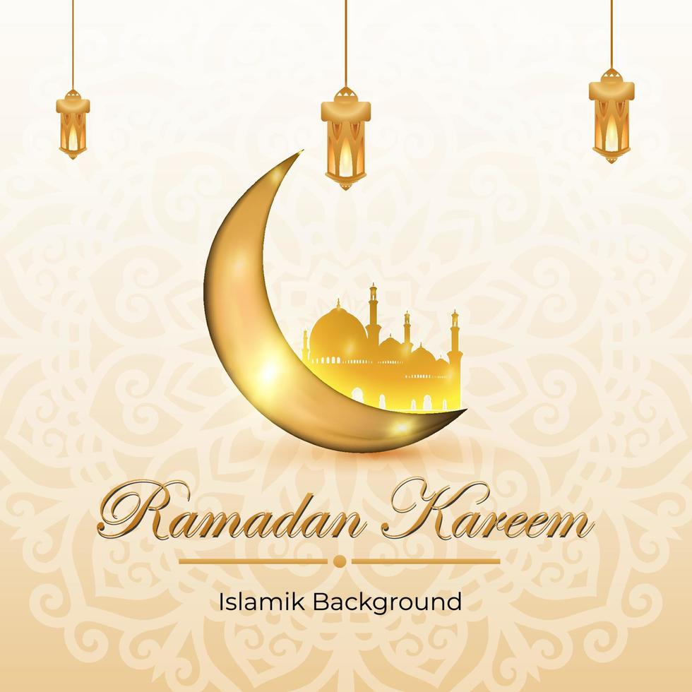 Ramadan a tema con lanterna elementi, I musulmani saluto carta, islamico a tema sfondi con Luna, islamico Festival media sociale striscione, eid mubarak tema sfondo modello, saluti carte vettore