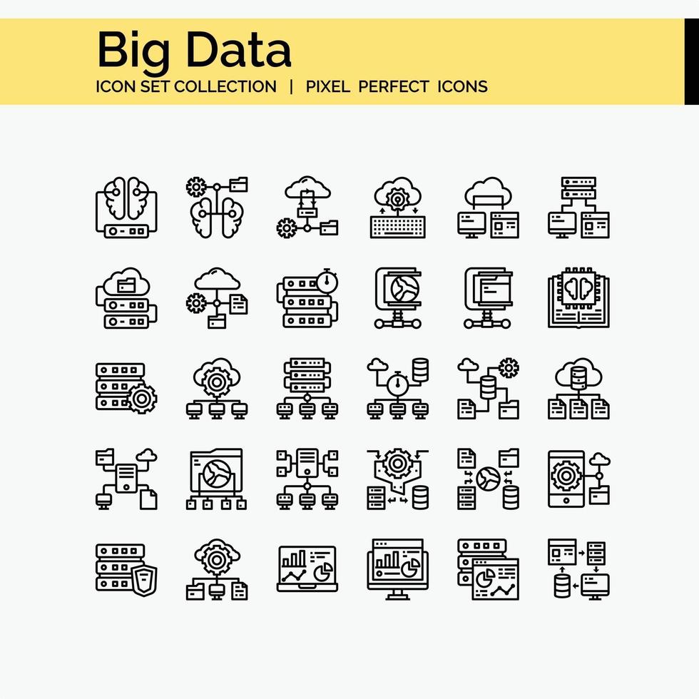 set di icone di grandi quantità di dati vettore