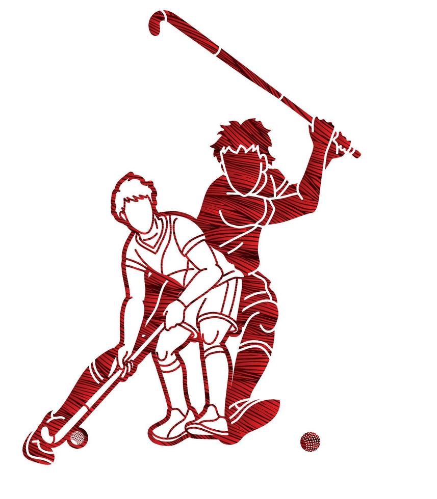 silhouette campo hockey sport squadra maschio Giocatori vettore