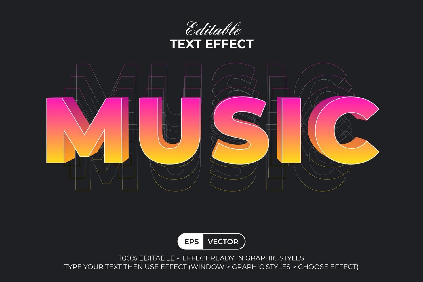 3d colorato modificabile testo effetto musica stile. vettore