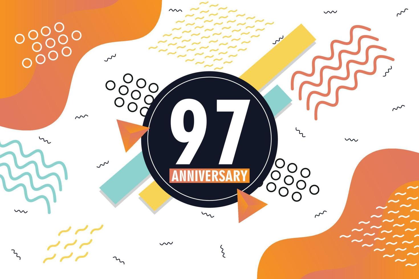 97th anniversario celebrazione logotipo con colorato astratto sfondo design con geometrico forme vettore design