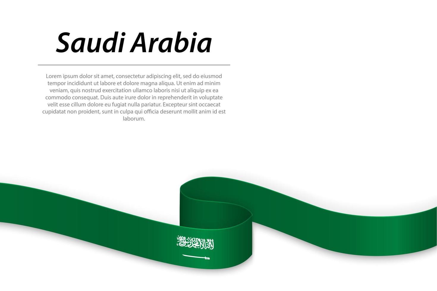 sventolando il nastro o lo striscione con la bandiera dell'arabia saudita vettore