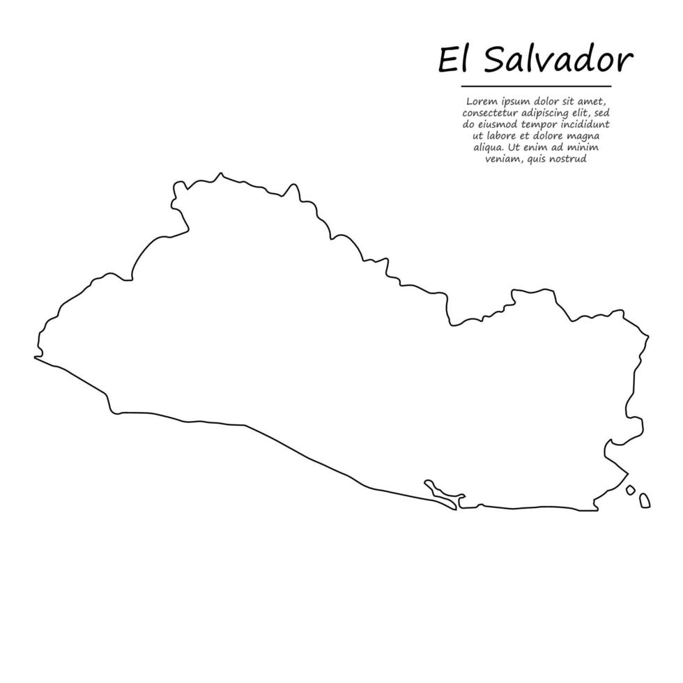 semplice schema carta geografica di EL salvatore, silhouette nel schizzo linea porcile vettore