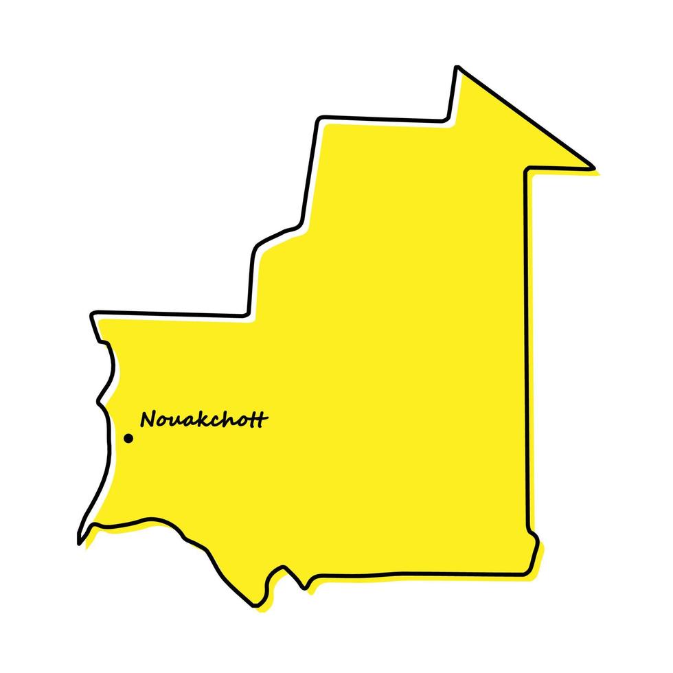 semplice schema carta geografica di mauritania con capitale Posizione vettore