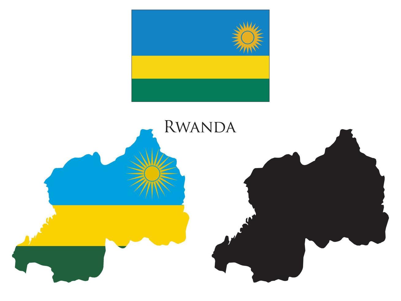 Ruanda bandiera e carta geografica illustrazione vettore