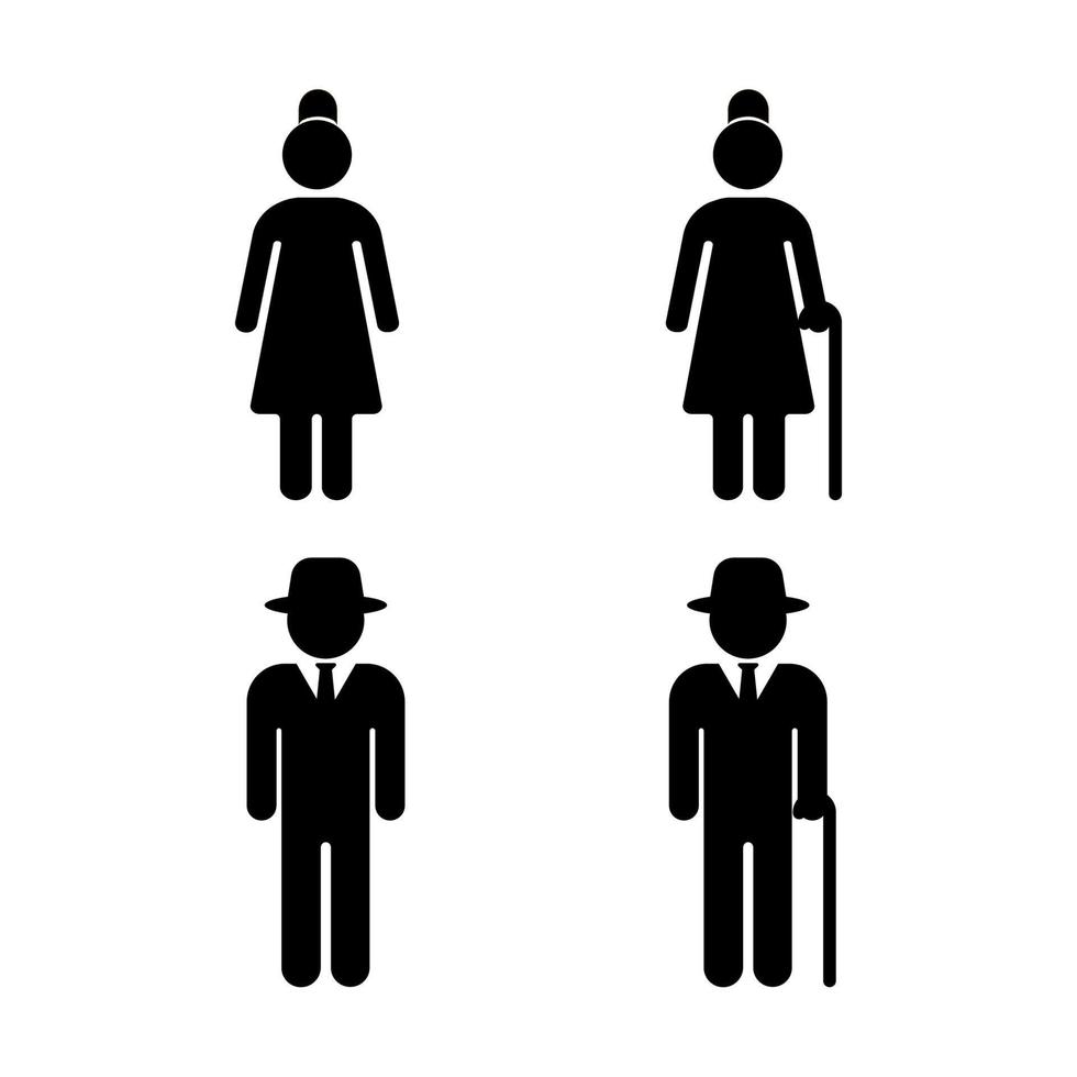 anziano persona su bianca sfondo. anziano uomini e donne. vettore illustrazione