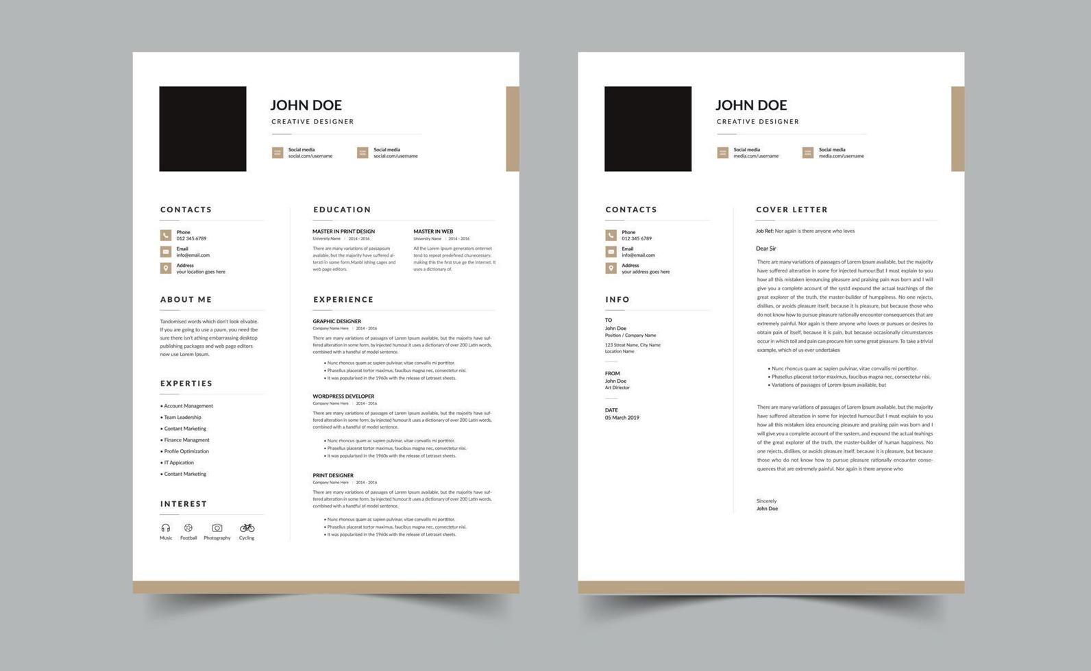 curriculum vitae e copertina lettera, minimalista curriculum vitae CV modello vettore