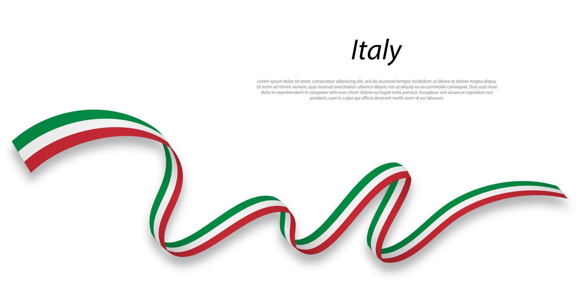 agitando nastro o bandiera con bandiera di Italia. vettore