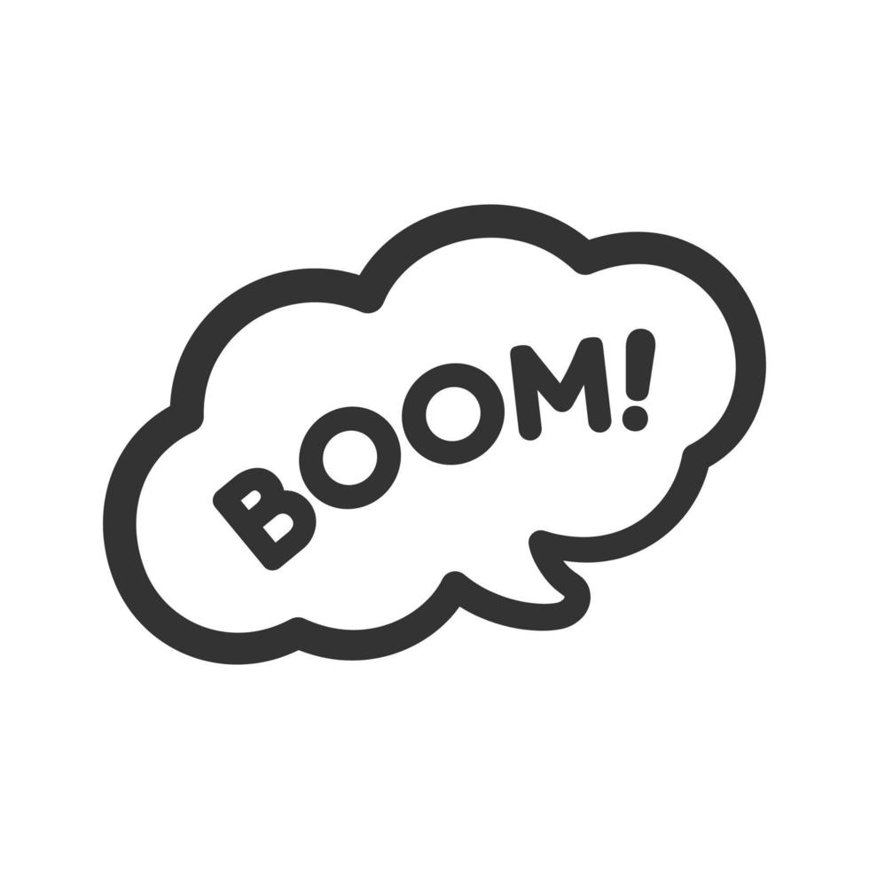 boom discorso bolla esplosione suono effetto icona. carino nero testo lettering vettore illustrazione.