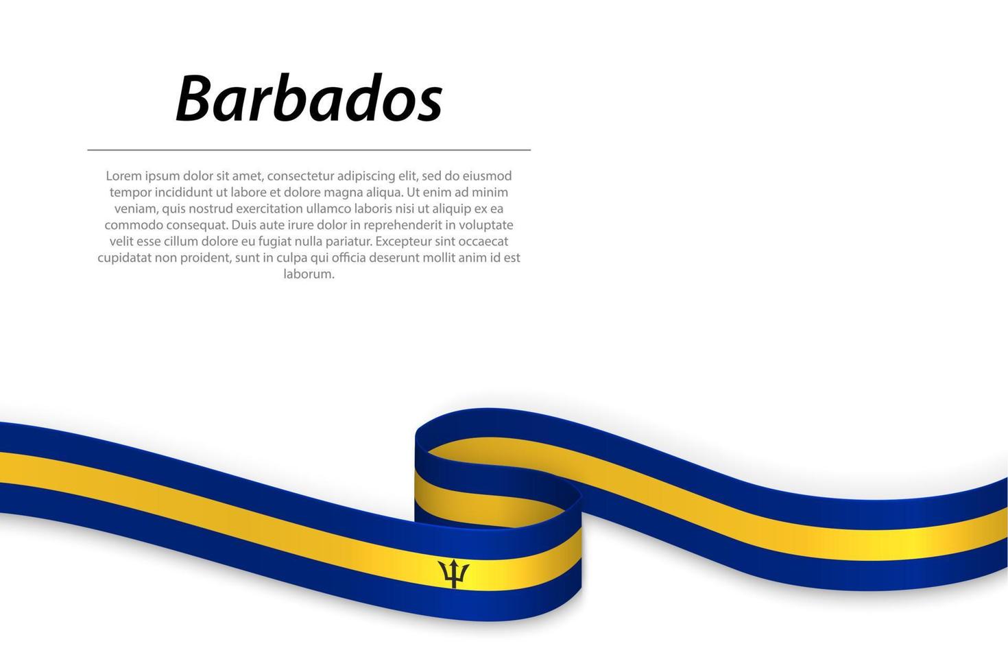 sventolando il nastro o lo striscione con la bandiera delle barbados vettore