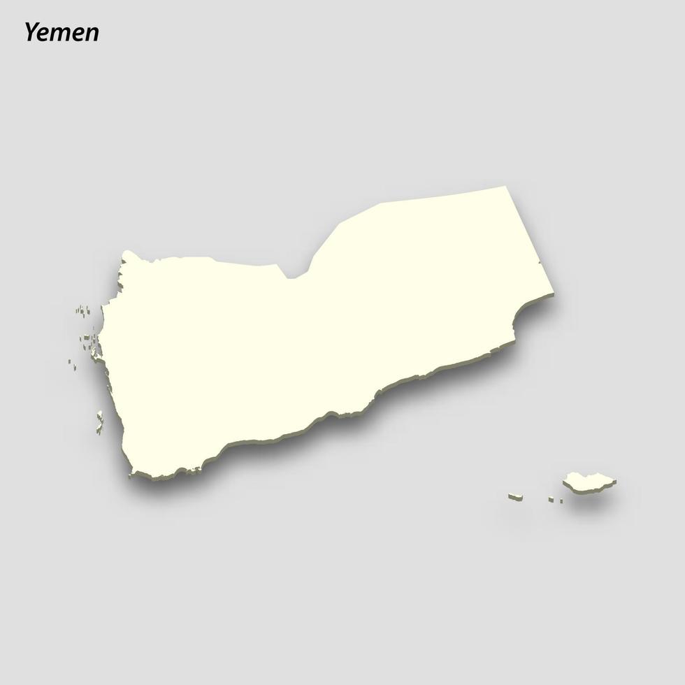 3d isometrico carta geografica di yemen isolato con ombra vettore