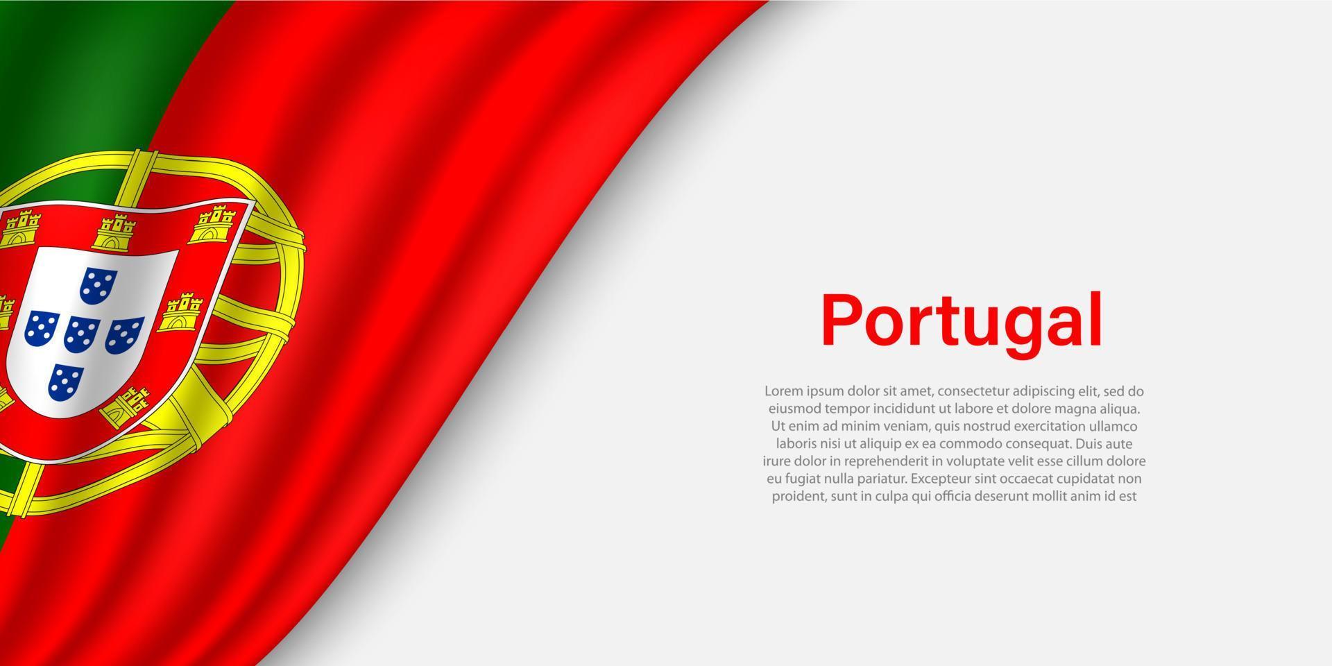 onda bandiera di Portogallo su bianca sfondo. vettore